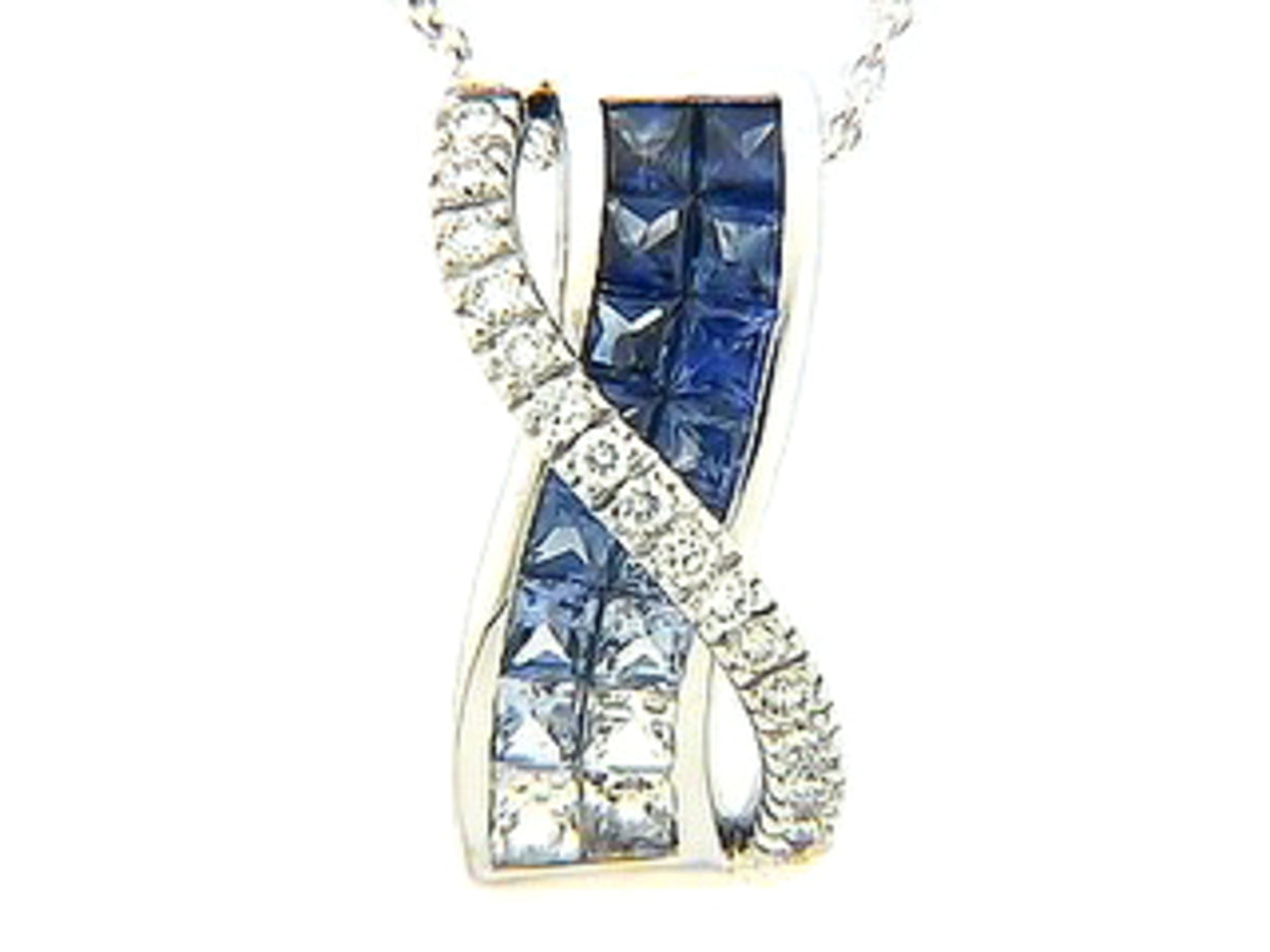 SAPPHIRE & DIAMOND PENDANT, 18KW (H), C=1.50