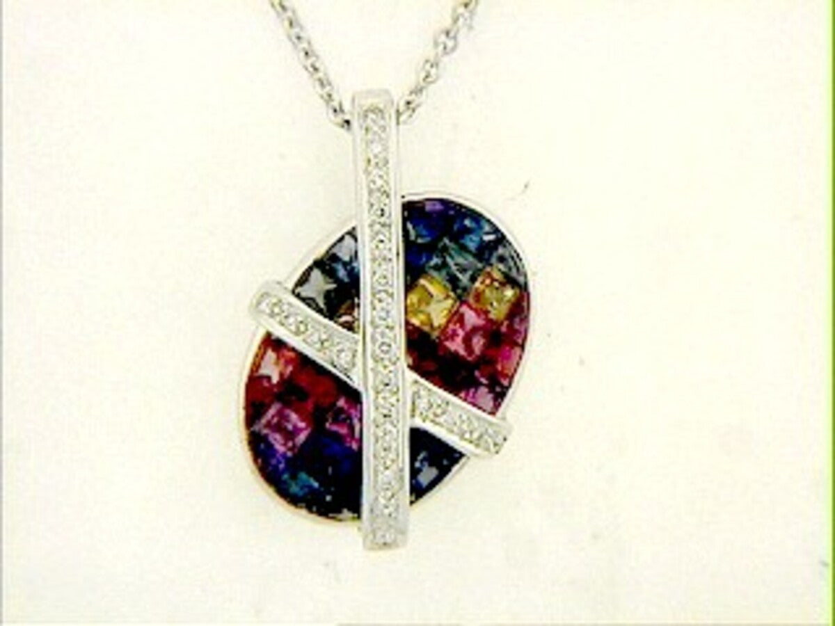RAINBOW SAPPHIRE & DIAMOND PENDANT