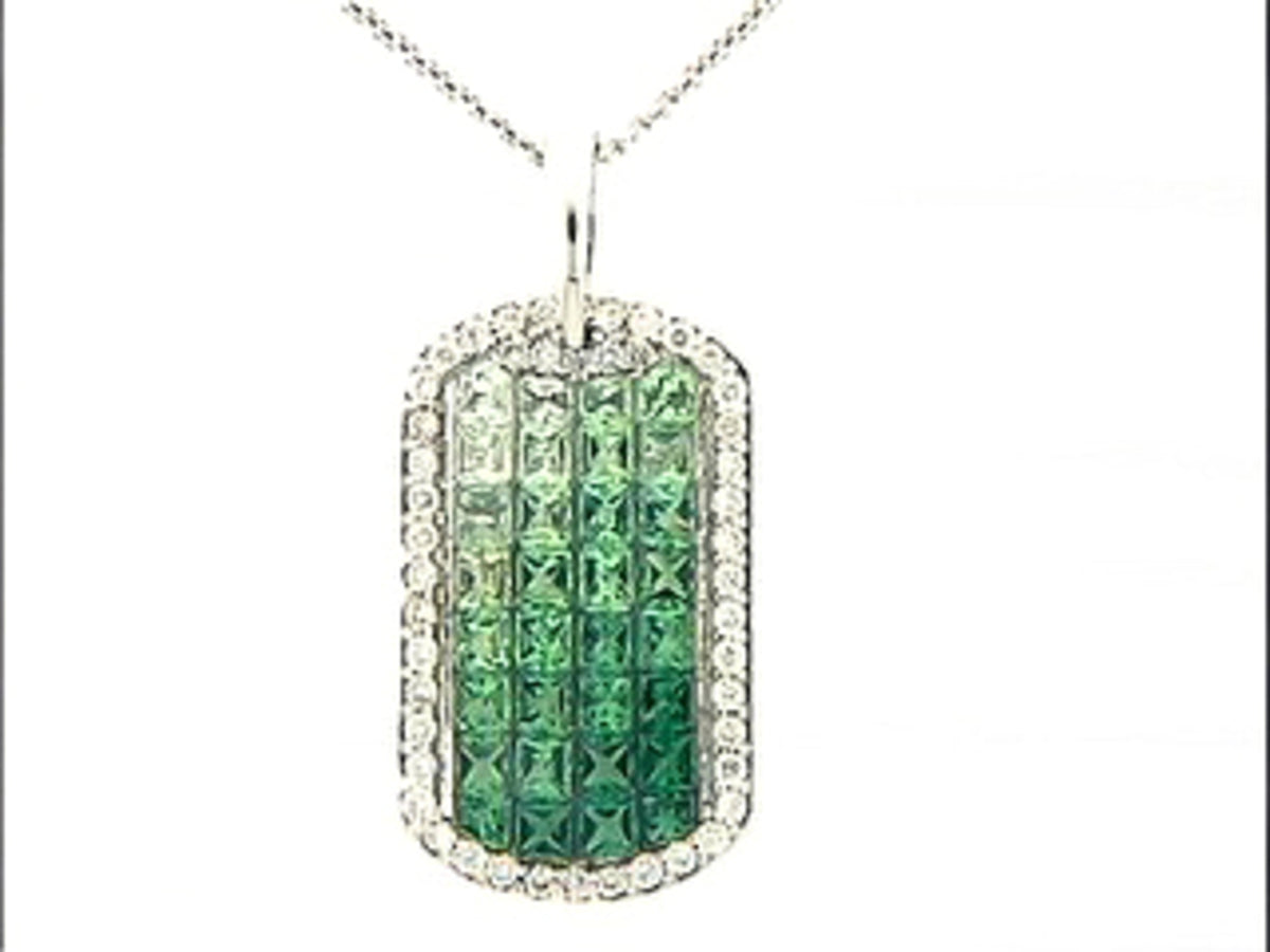 TSAVORITE & DIAMOND PENDANT, 18KW (N), C=2.80