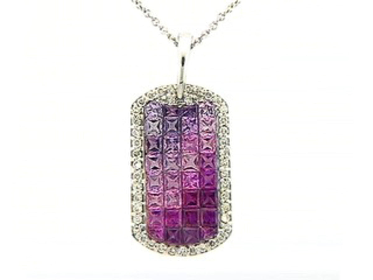 PINK, PURPLE SAPPHIRE & DIAMOND PENDANT, 18KW (H), C=2.80