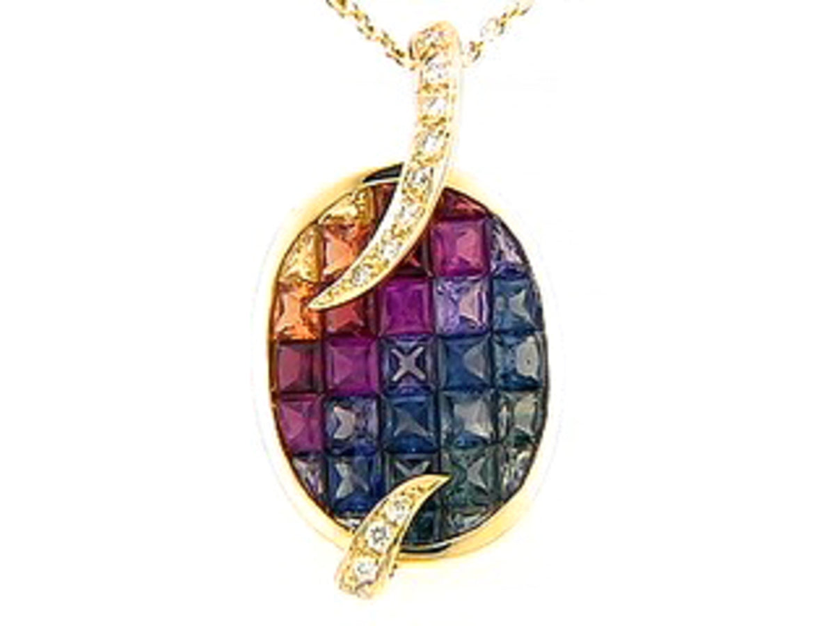 RAINBOW SAPPHIRE & DIAMOND PENDANT