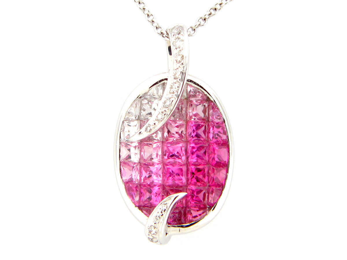 PINK SAPPHIRE & DIAMOND PENDANT, 18KW (H), C=2.70