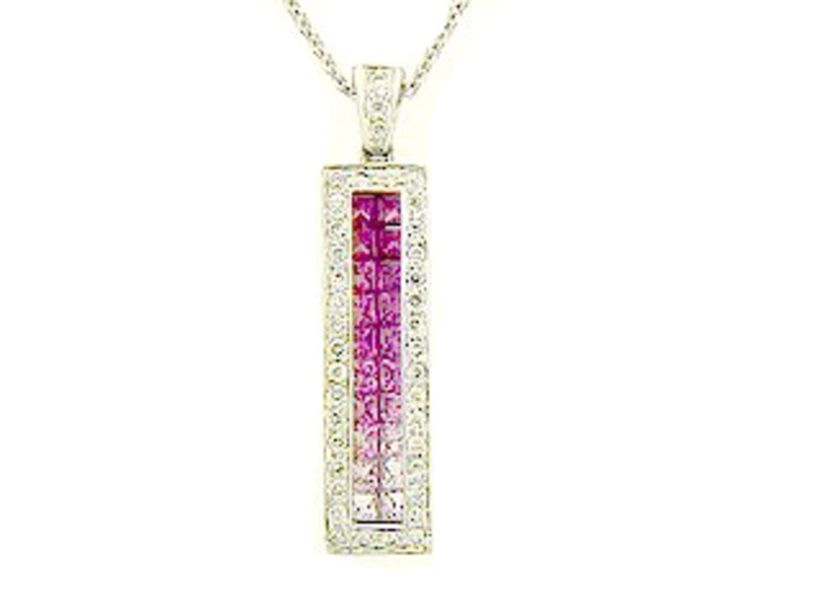 PINK SAPPHIRE & DIAMOND PENDANT, 18KW (H), C=1.17