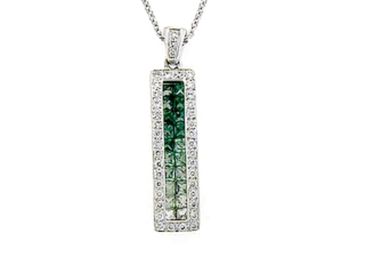 TSAVORITE & DIAMOND PENDANT, 18KW (N), C=1.17