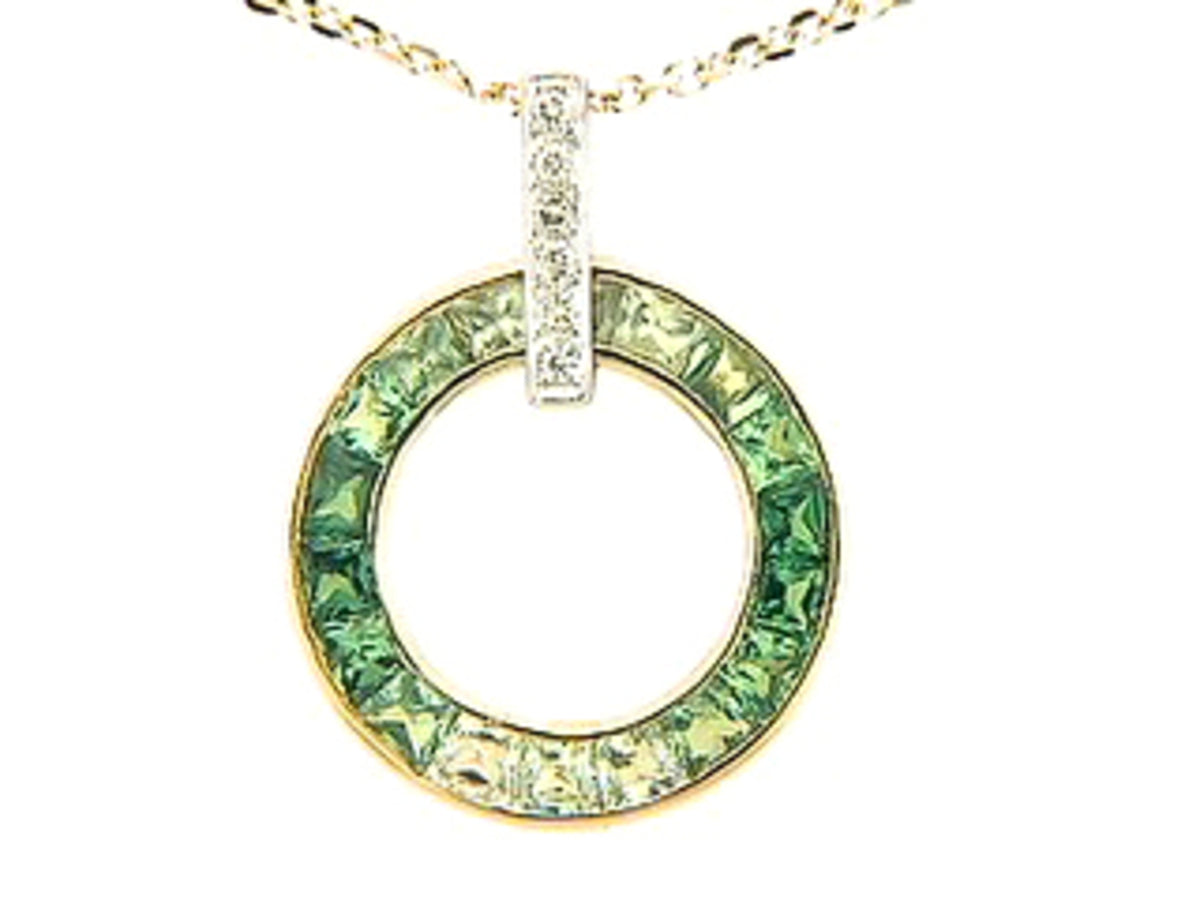 TSAVORITE & DIAMOND PENDANT, 18KT (H), C=1.56
