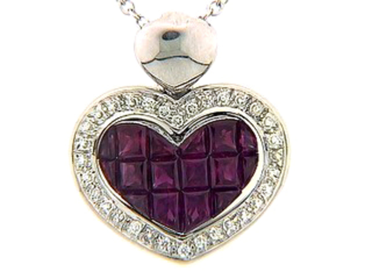 RUBY & DIAMOND PENDANT, 18KW (H), C=1.69