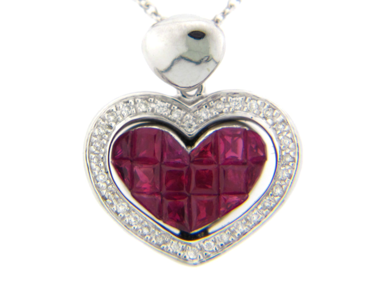 RUBY & DIAMOND PENDANT, 14KW (H), C=1.69