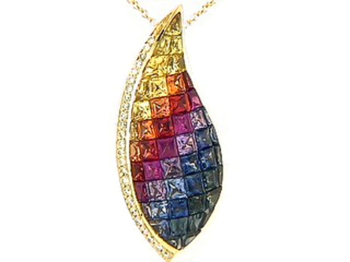 RAINBOW SAPPHIRE & DIAMOND PENDANT
