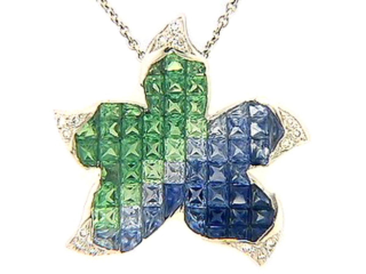 TS, SAPPHIRE & DIAMOND PENDANT, 18KW (H), C=3.98