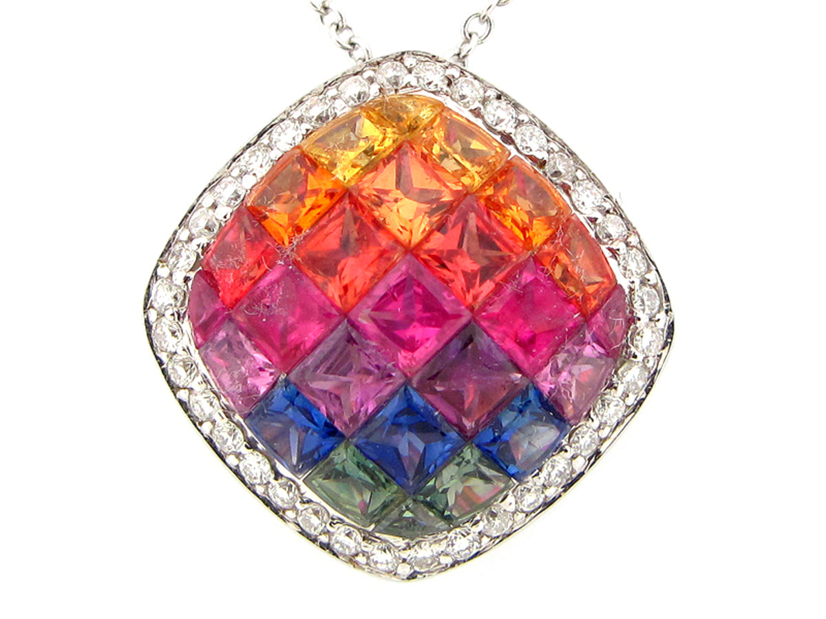 RAINBOW SAPPHIRE & DIAMOND PENDANT
