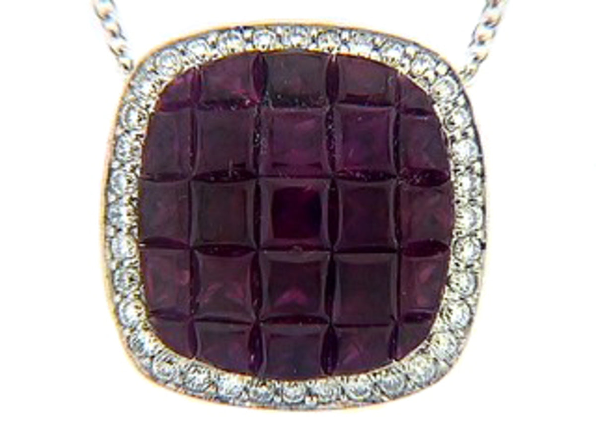 RUBY & DIAMOND PENDANT, 14KW (H), C=3.10