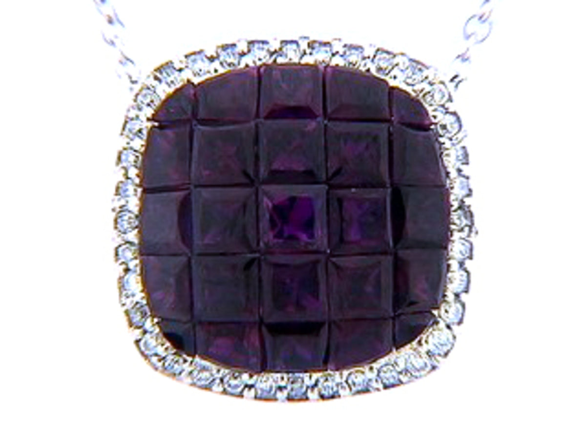 RUBY & DIAMOND PENDANT, 14KW (H), C=2.00