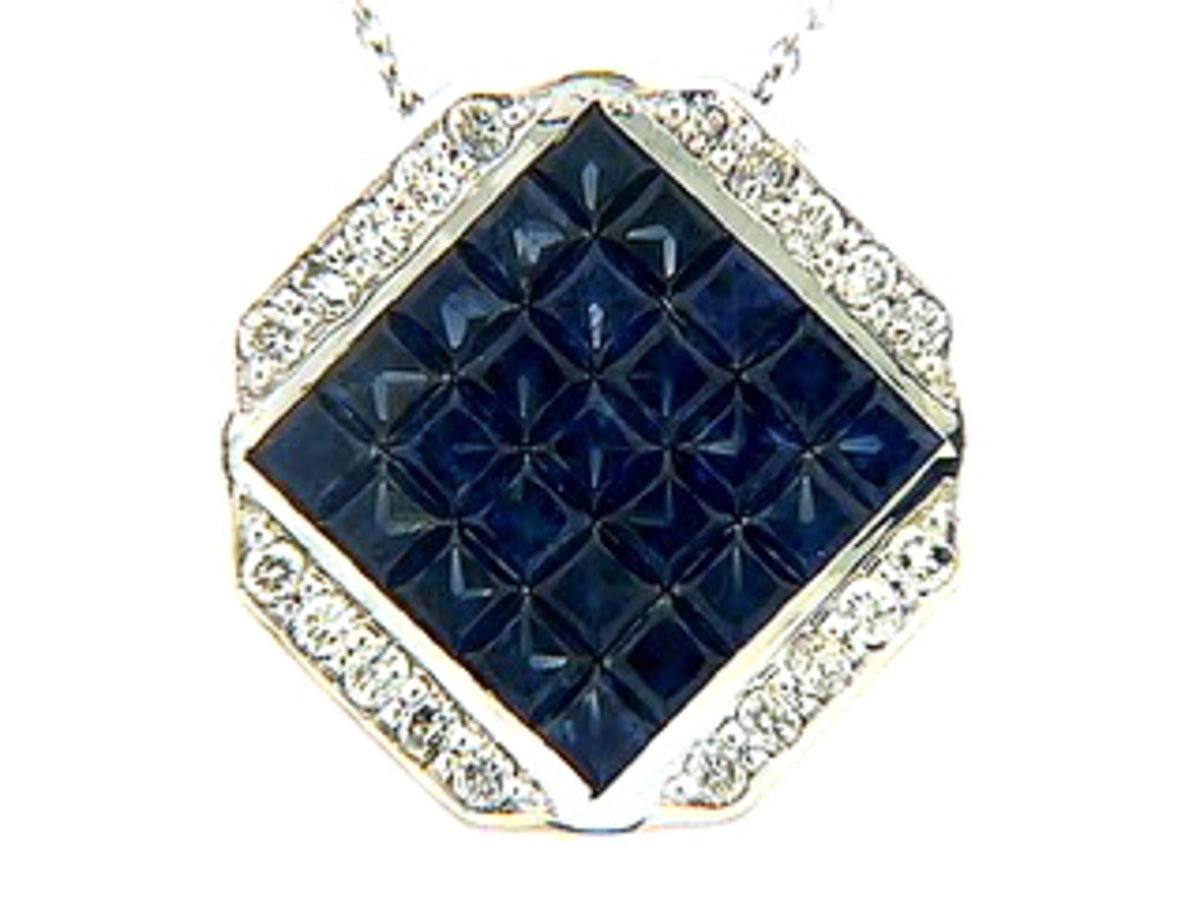 SAPPHIRE & DIAMOND PENDANT, 14KW (H), C=2.50