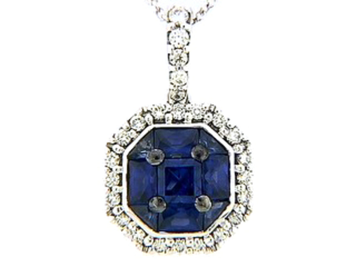 SAPPHIRE & DIAMOND PENDANT, 18KW (H)