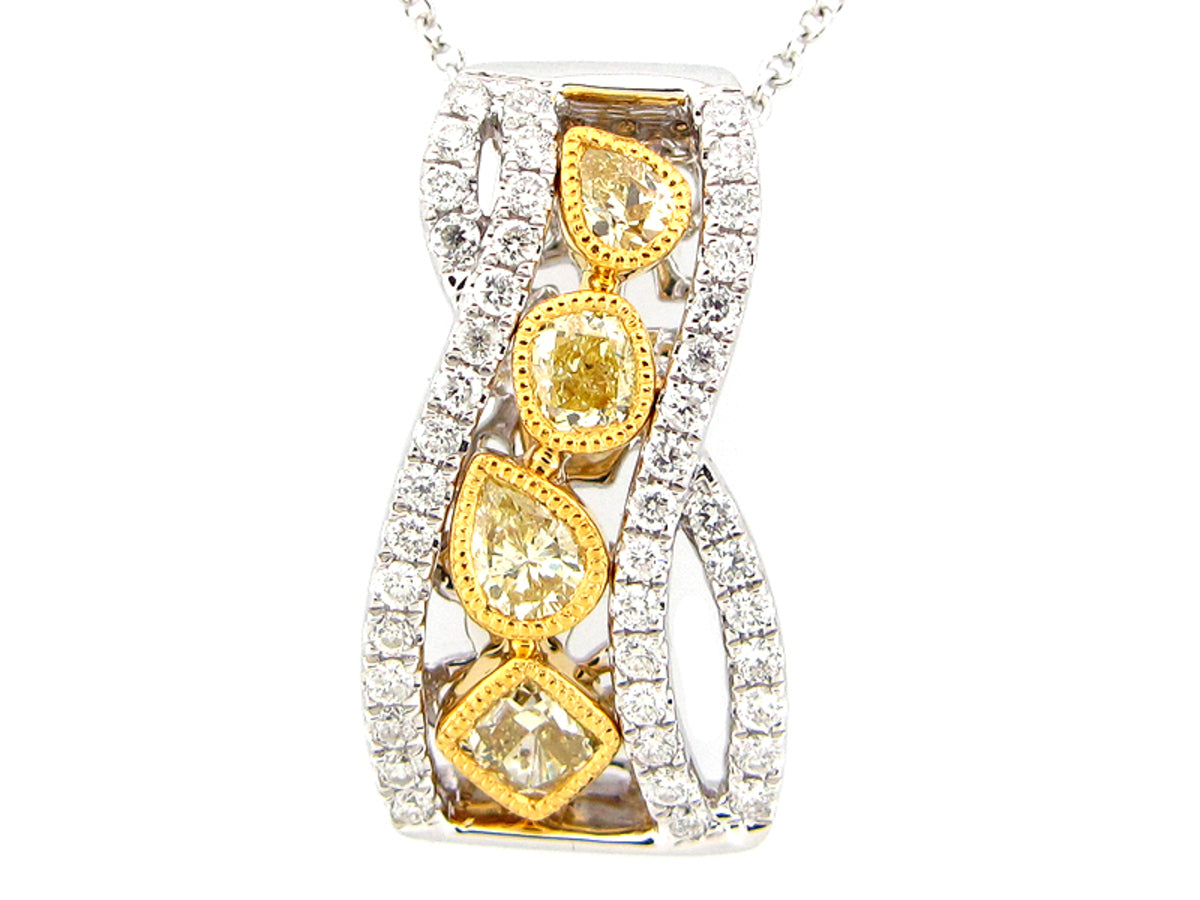 YELLOW & WHITE DIAMOND PENDANT, 18KT (N)