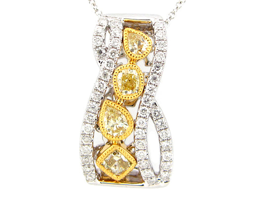 YELLOW & WHITE DIAMOND PENDANT, 18KT (N)