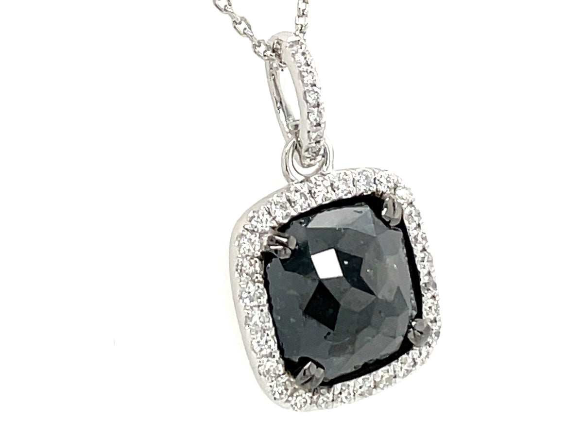 ROSE CUT BLACK & WHITE DIAMOND PENDANT
