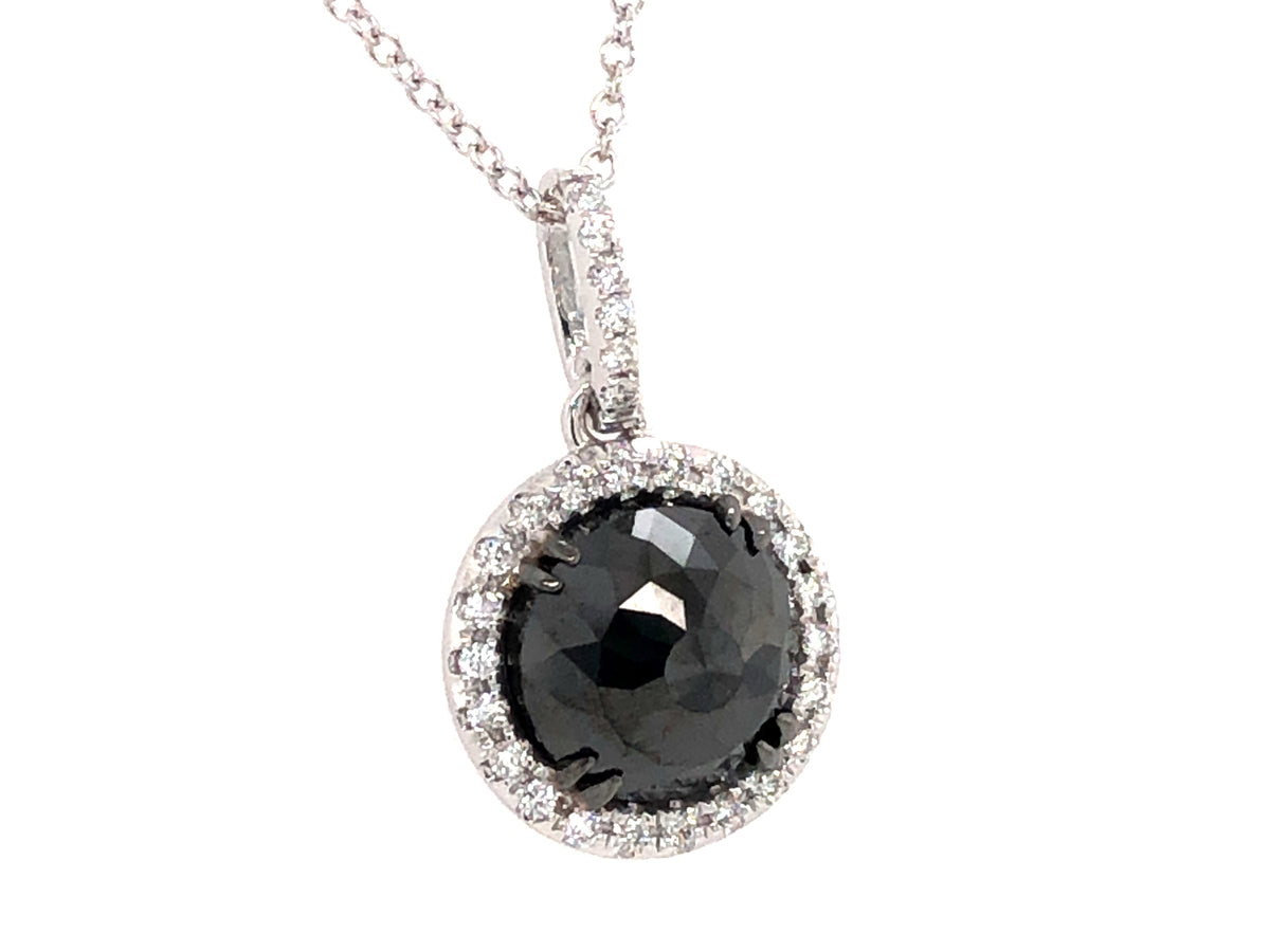 ROSE CUT BLACK & WHITE DIAMOND PENDANT