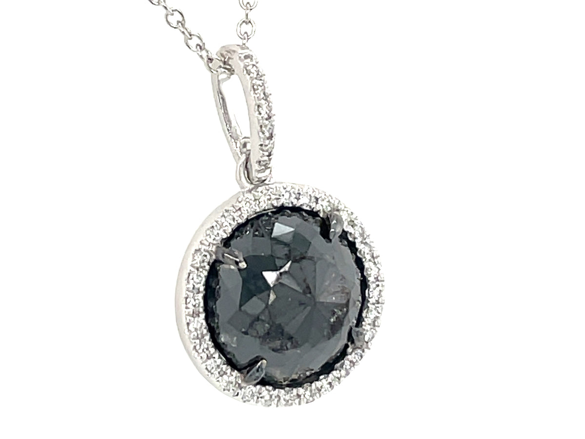 ROSE CUT BLACK & WHITE DIAMOND PENDANT