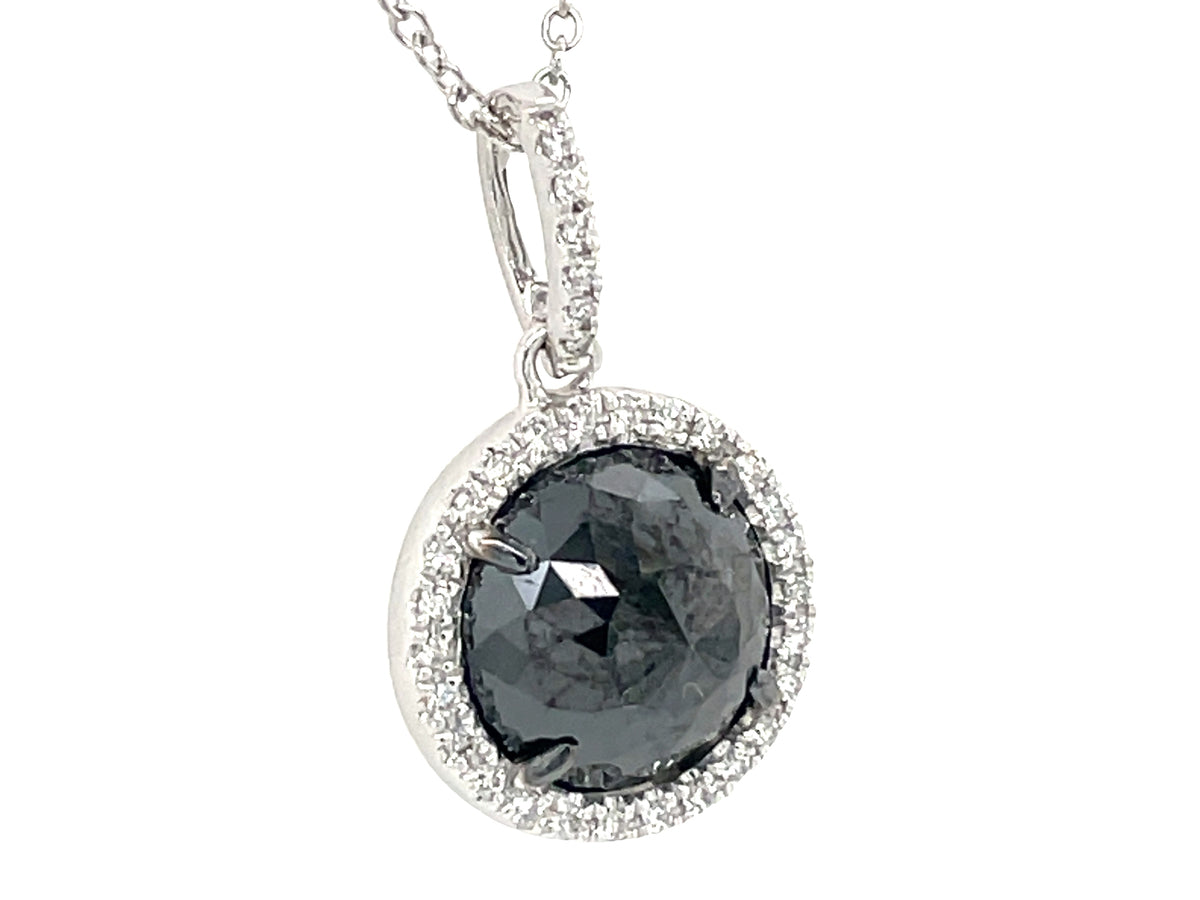 ROSE CUT BLACK & WHITE DIAMOND PENDANT