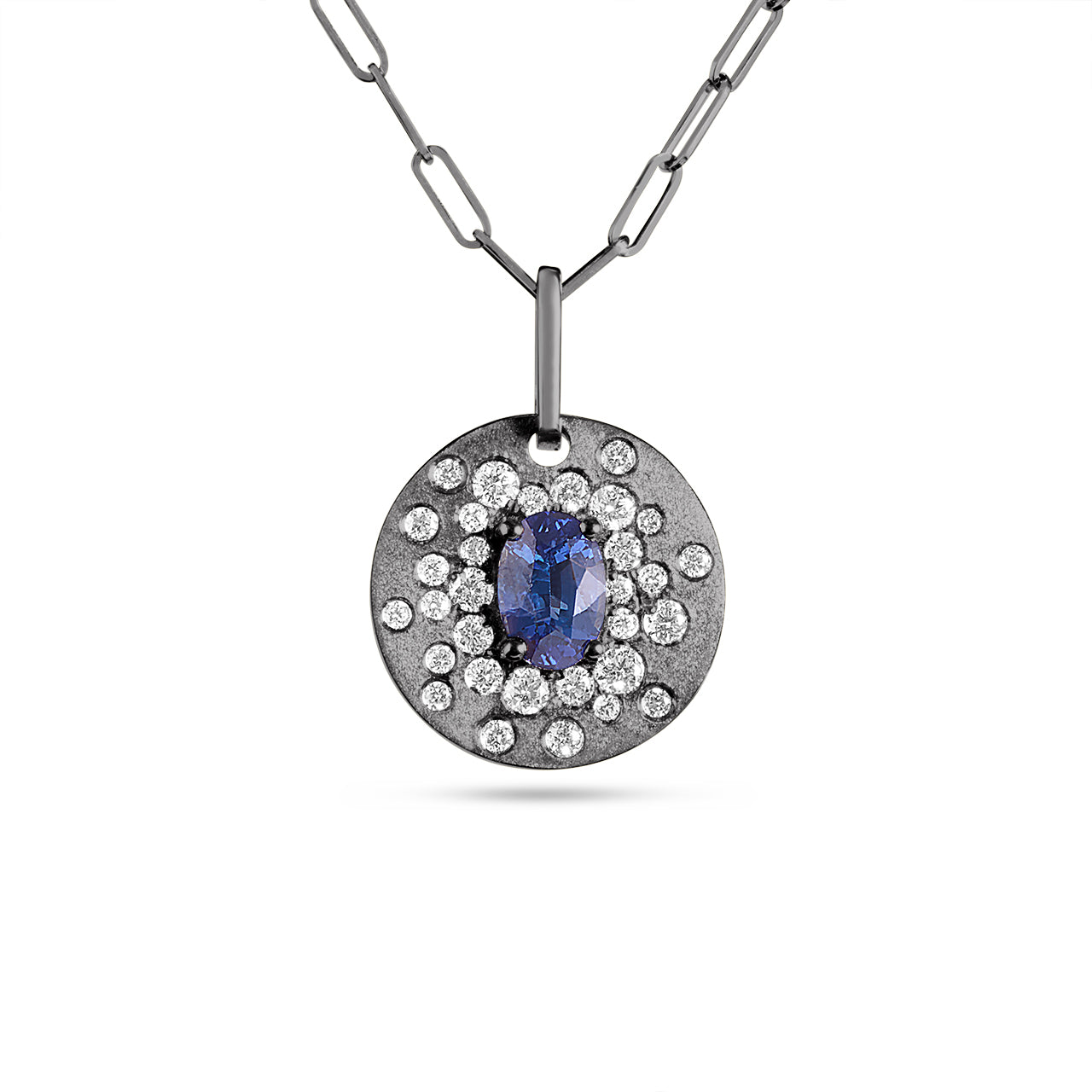 Sapphire & Diamond Confetti Disc Necklace