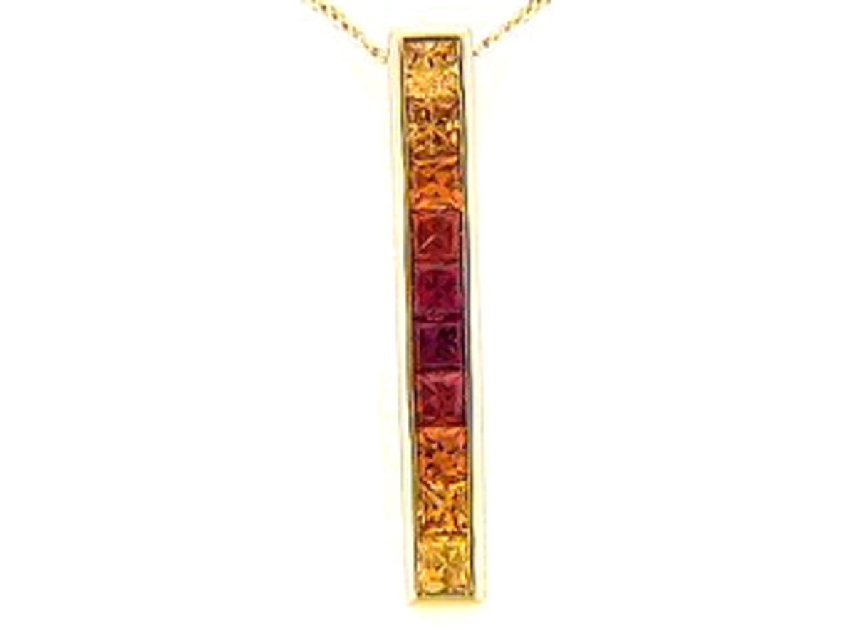ORANGE SAPPHIRE PENDANT, 14KY (E)