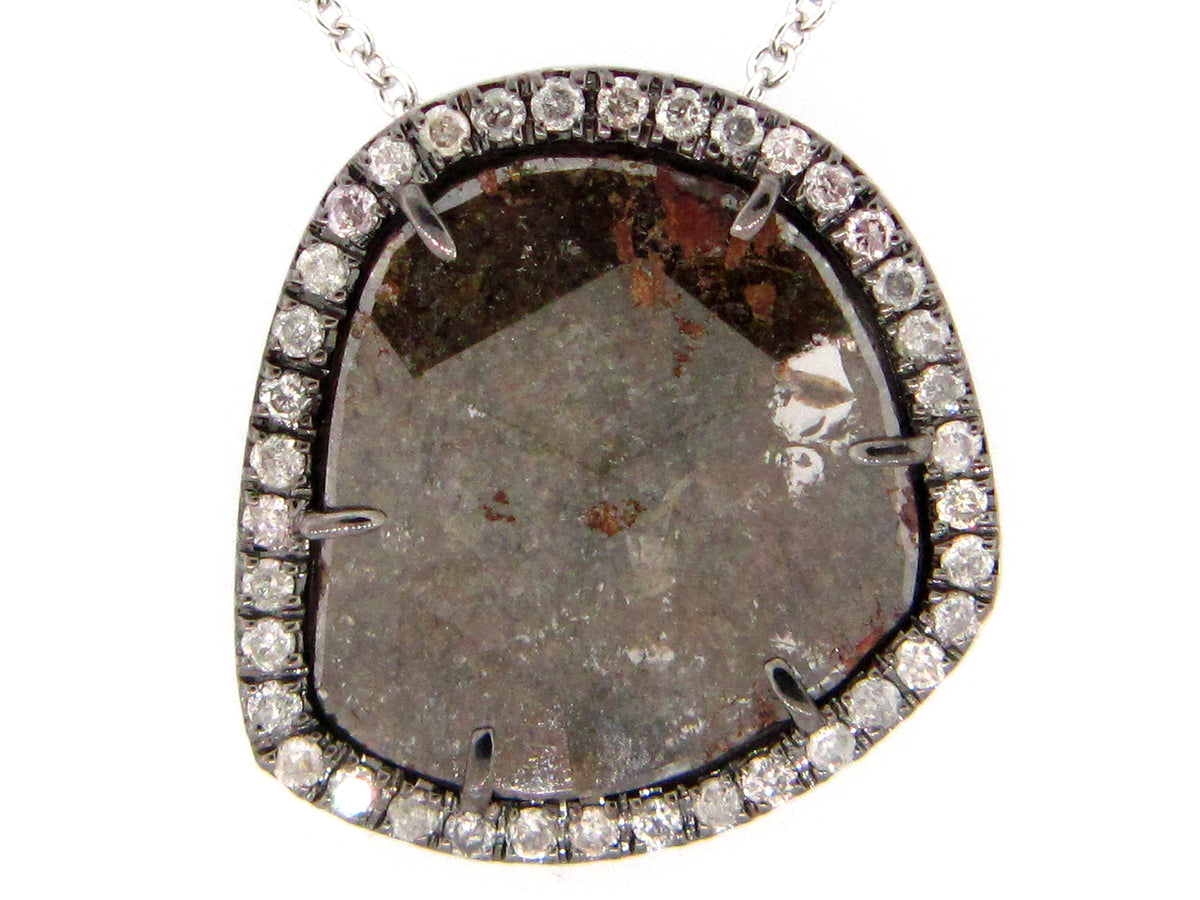 ROSE CUT SLICE BROWN DIAMOND PENDANT, 18KW (N)