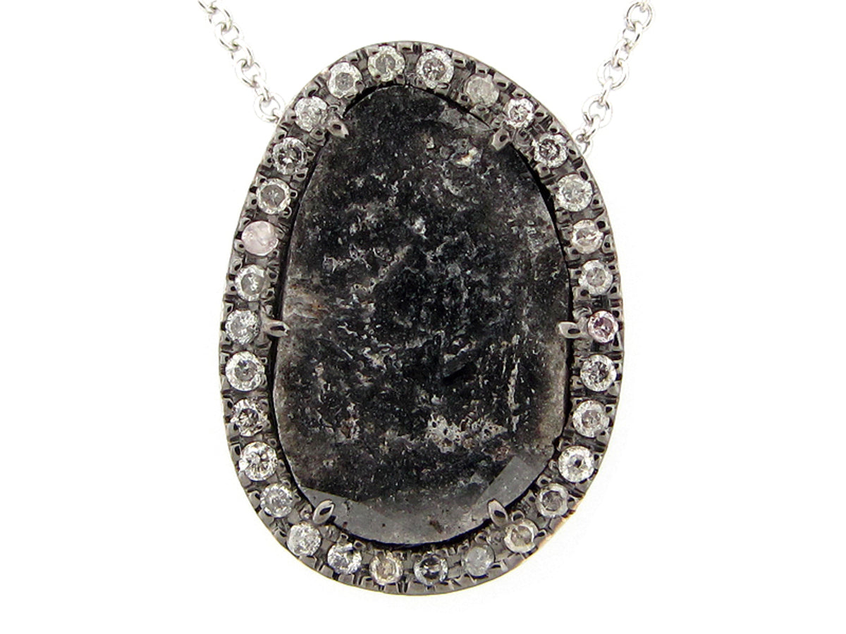 ROSE CUT SLICE BROWN DIAMOND PENDANT, 18KW (N)