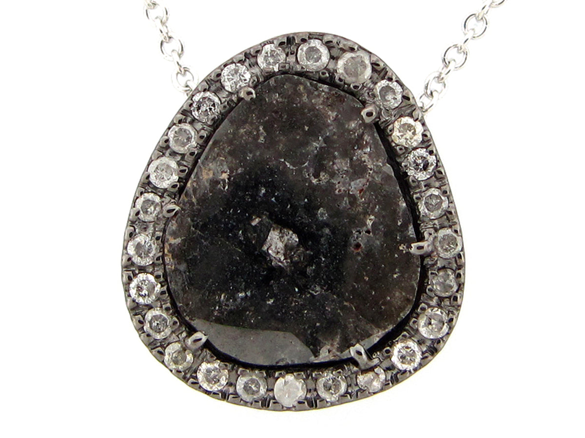 ROSE CUT SLICE BROWN DIAMOND PENDANT, 18KW (N)