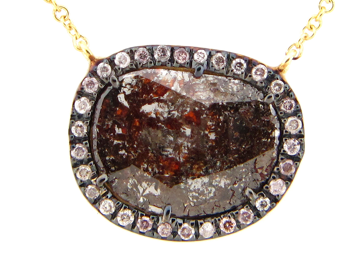 ROSE CUT SLICE BROWN DIAMOND PENDANT, 18KY (N)