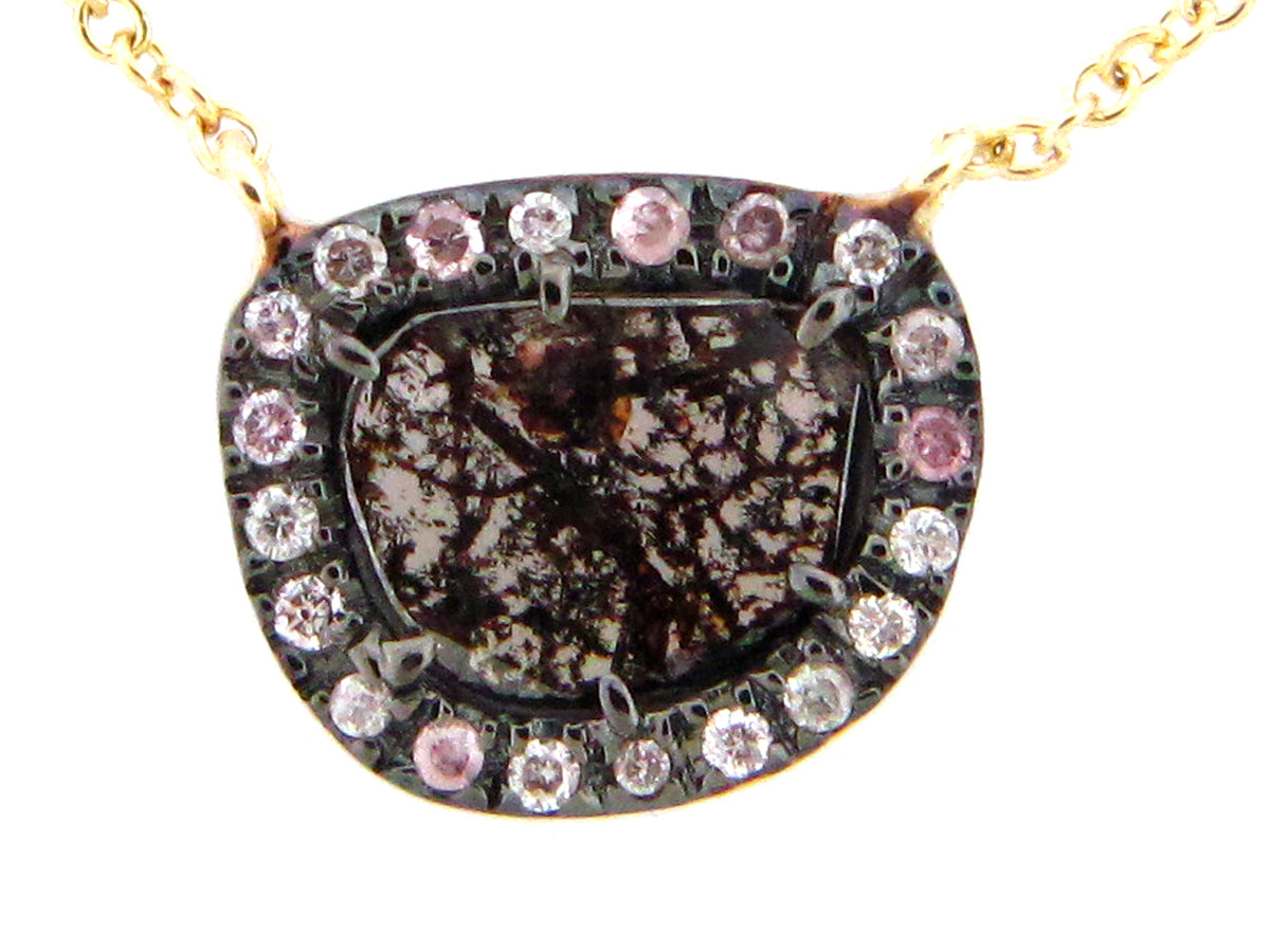 ROSE CUT SLICE BROWN DIAMOND PENDANT, 18KY (N)