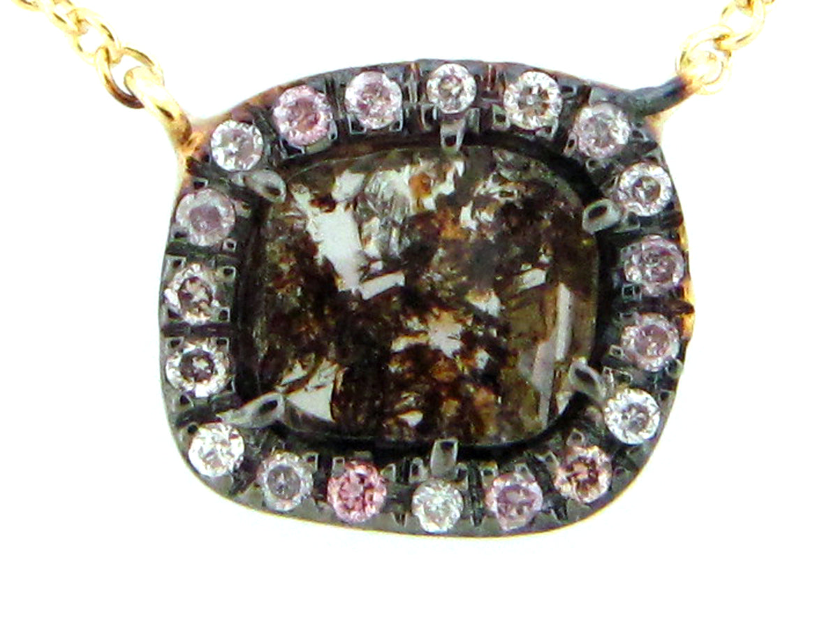 ROSE CUT SLICE BROWN DIAMOND PENDANT, 18KY (N)