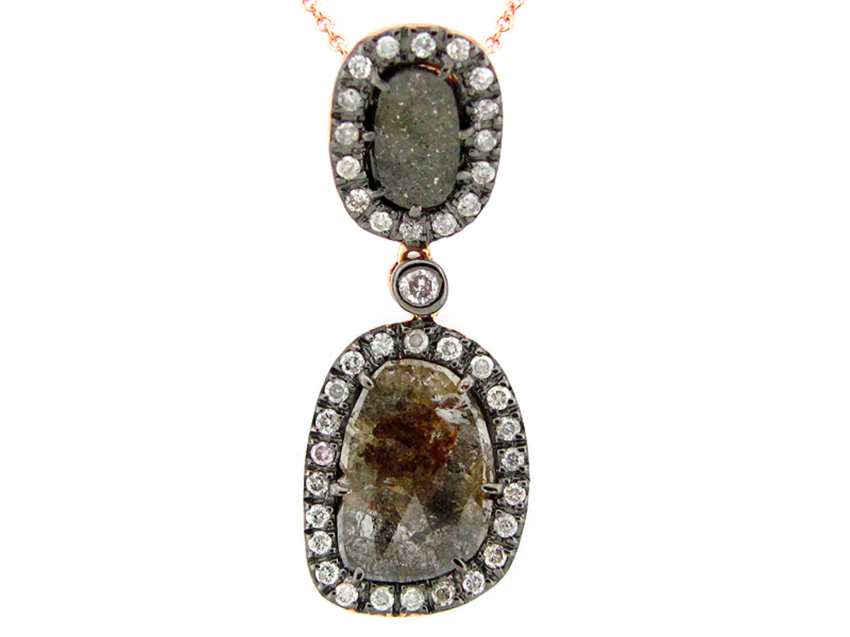 ROSE CUT SLICE BROWN DIAMOND PENDANT, 18KR (N)