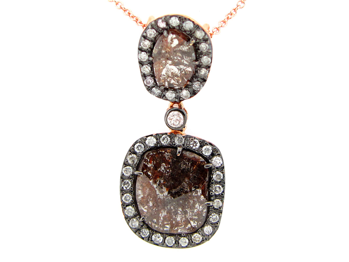 ROSE CUT SLICE BROWN DIAMOND PENDANT, 18KR (N)