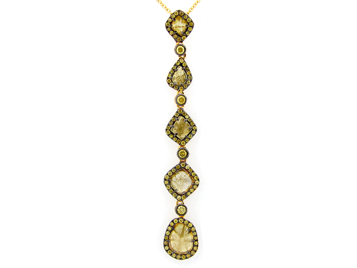 ROSE CUT SLICE YELLOW DIAMOND PENDANT, 18KY (N)