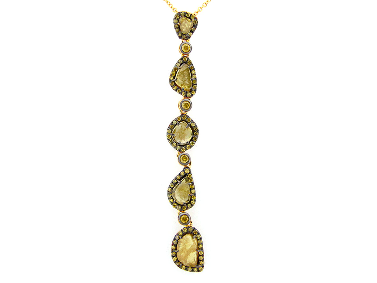 ROSE CUT SLICE YELLOW DIAMOND PENDANT, 18KY (N)