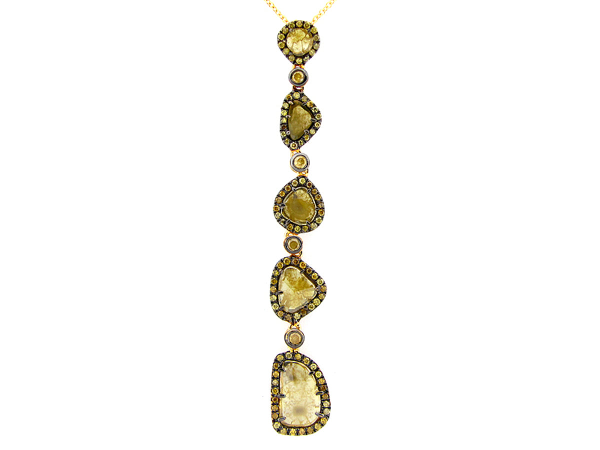 ROSE CUT SLICE YELLOW DIAMOND PENDANT, 18KY (N)