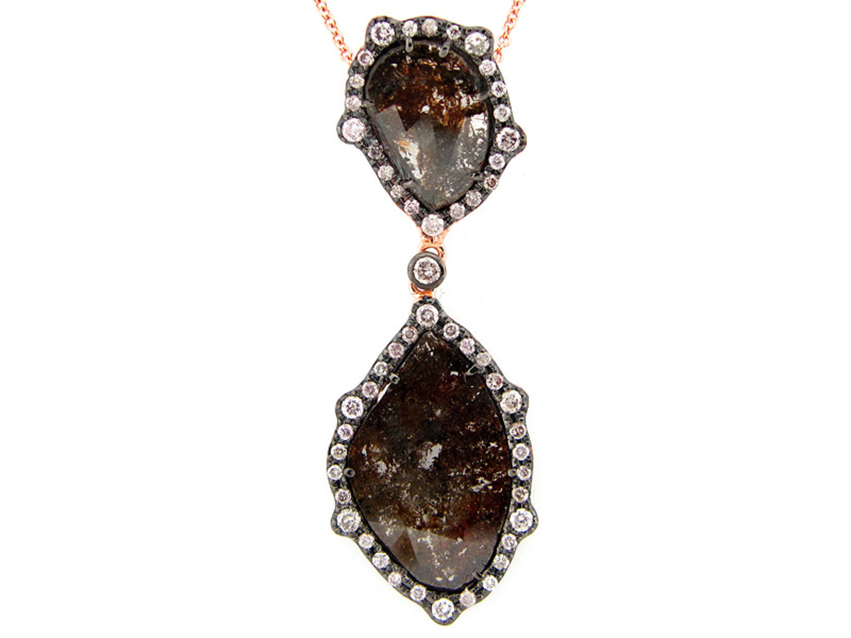 ROSE CUT SLICE BROWN DIAMOND PENDANT, 18KR (N)