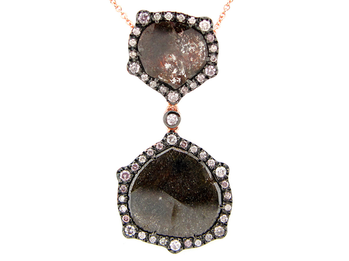ROSE CUT SLICE BROWN DIAMOND PENDANT, 18KR (N)