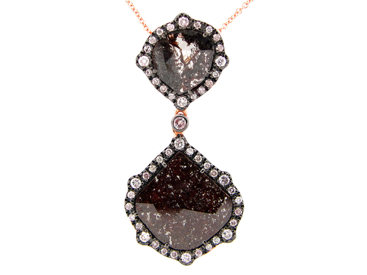 ROSE CUT SLICE BROWN DIAMOND PENDANT, 18KR (N)