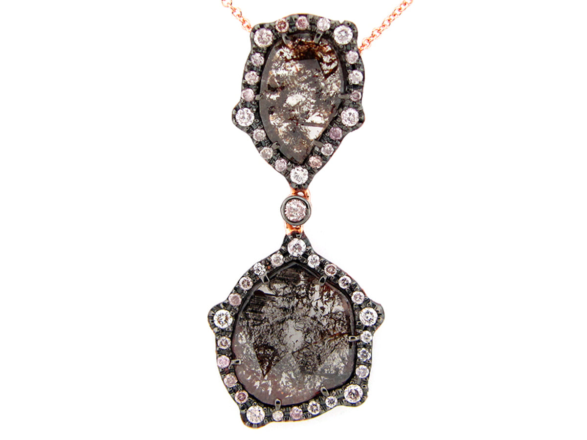 ROSE CUT SLICE BROWN DIAMOND PENDANT, 18KR (N)