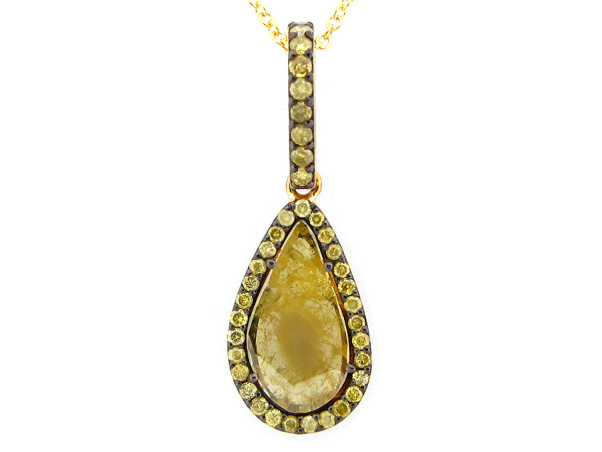 ROSE CUT SLICE YELLOW DIAMOND PENDANT, 18KY (N)