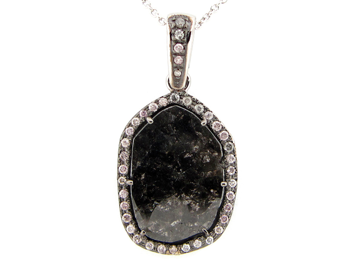 ROSE CUT SLICE BROWN DIAMOND PENDANT, 18KW (N)