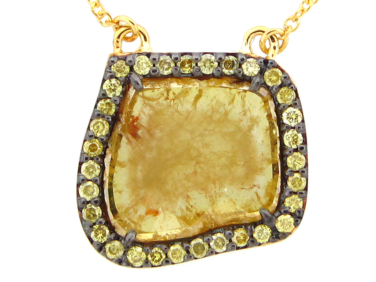 ROSE CUT SLICE YELLOW DIAMOND PENDANT, 18KY (N)