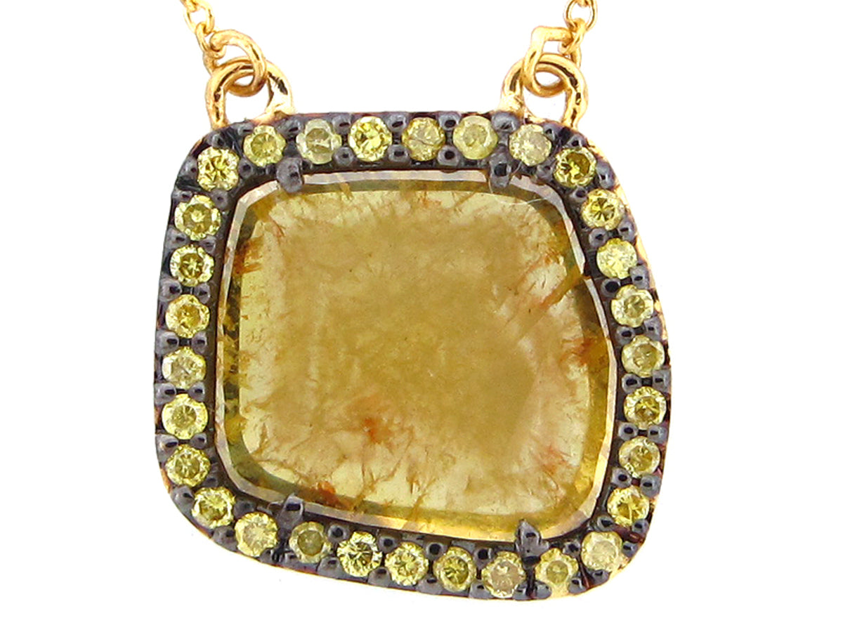 ROSE CUT SLICE YELLOW DIAMOND PENDANT, 18KY (N)