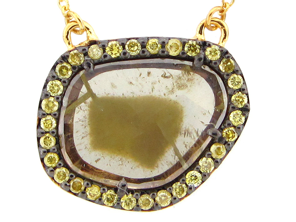 ROSE CUT SLICE YELLOW DIAMOND PENDANT, 18KY (N)