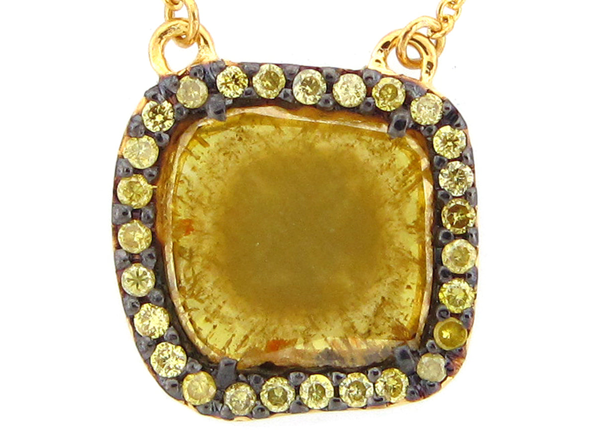 ROSE CUT SLICE YELLOW DIAMOND PENDANT, 18KY (N)