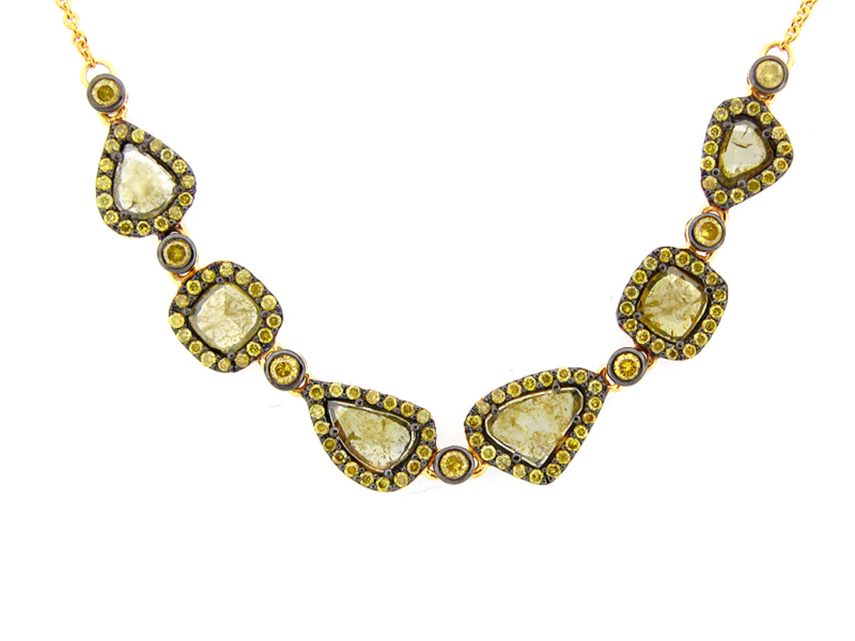 ROSE CUT SLICE YELLOW DIAMOND PENDANT, 18KY (N)