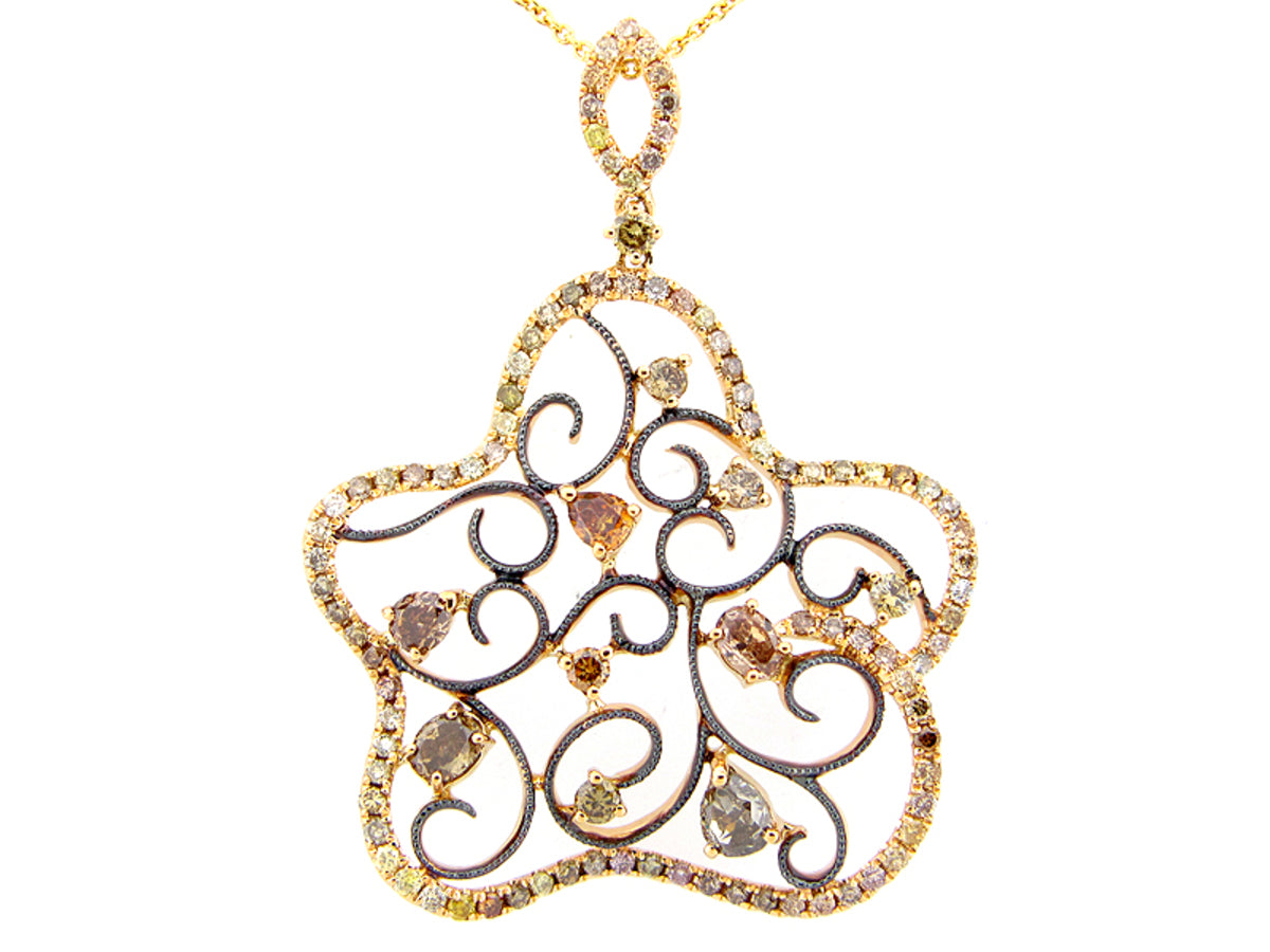 FANCY COLOR DIAMOND PENDANT, 18KY (N)