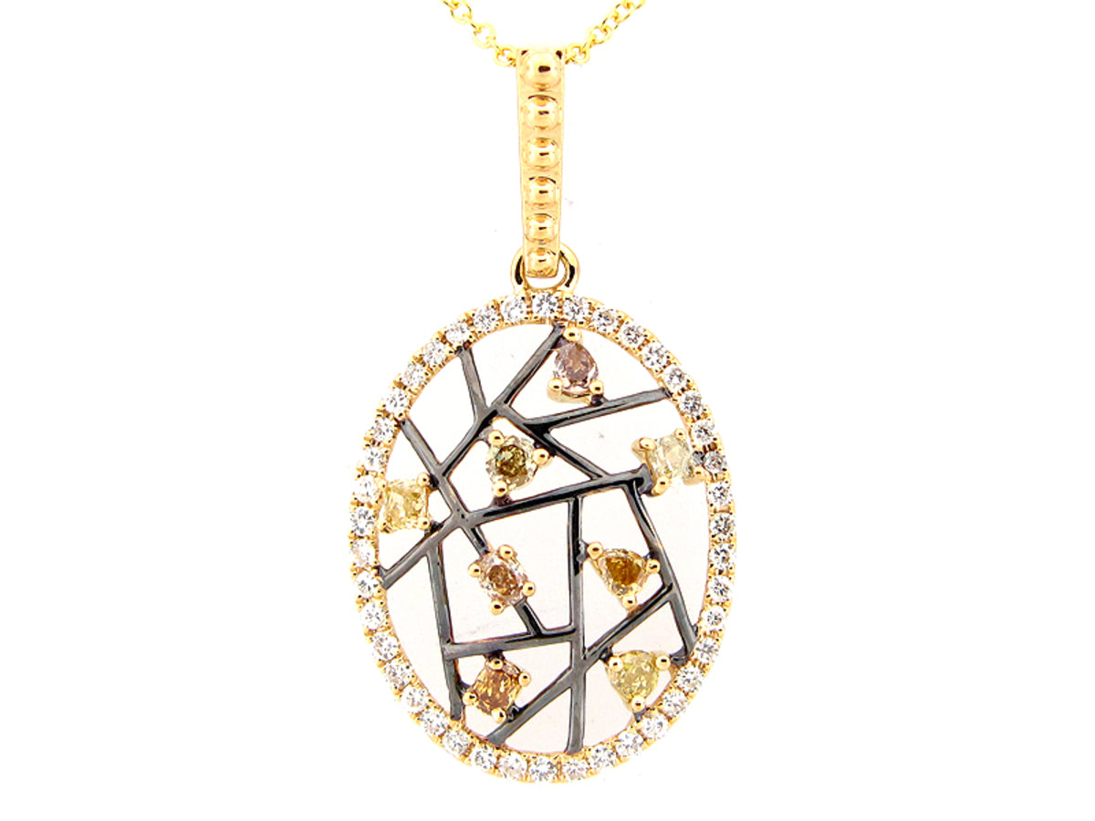 FANCY COLOR DIAMOND PENDANT, 18KY (N)
